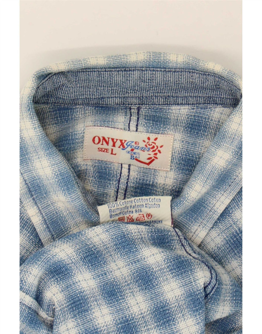 Camisa feminina de flanela Onyx Reino Unido 14 grande algodão xadrez azul