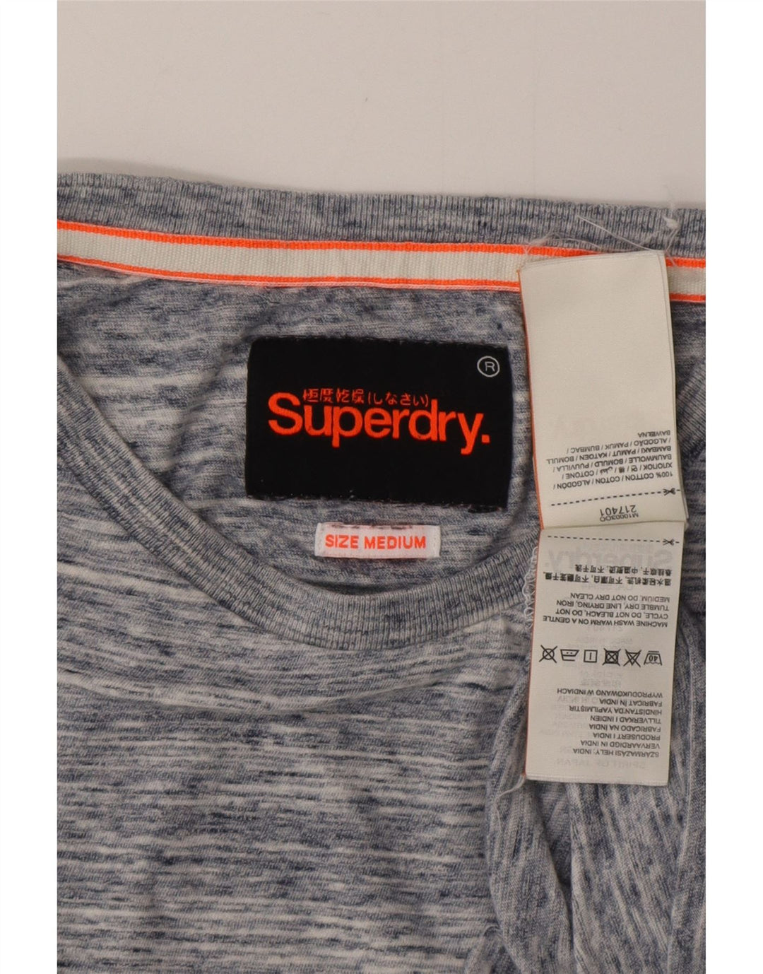 Camiseta masculina SUPERDRY top algodão manchado azul médio