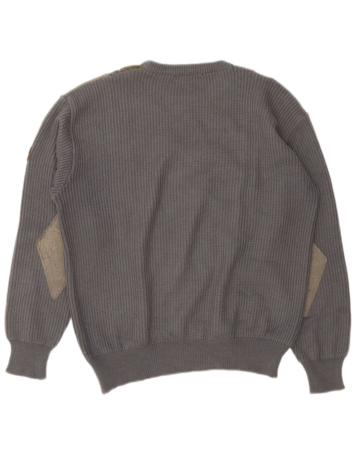 Suéter masculino Andrea Celli com gola redonda, grande lã colorblock cinza