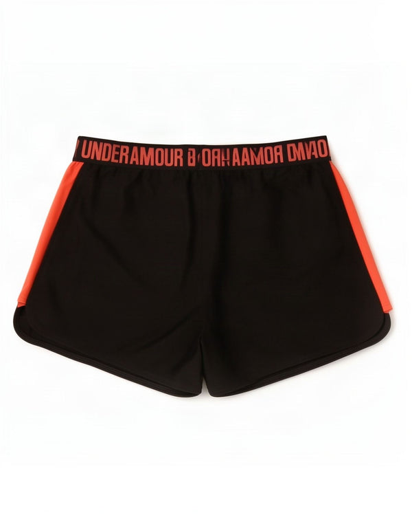 Shorts esportivo feminino Under Armour Heat Gear UK 14 grande bloco colorido preto