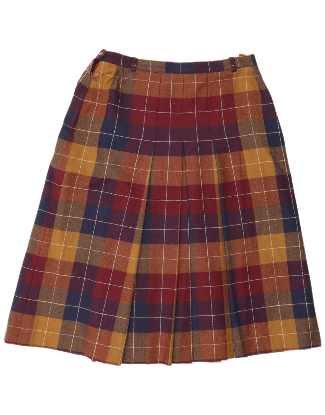 Escada saia feminina plissada linha A W30 lã xadrez média multicolorida