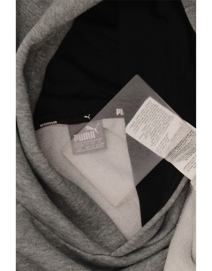 Jumper com capuz gráfico PUMA Boys 11-12 anos algodão cinza