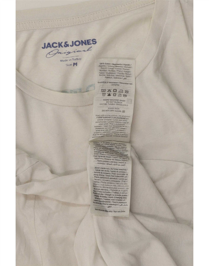 Camiseta gráfica masculina Jack & Jones Top médio algodão branco