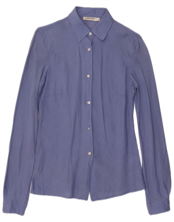 Camisa feminina solta Alberto Aspesi IT 44 linho azul médio