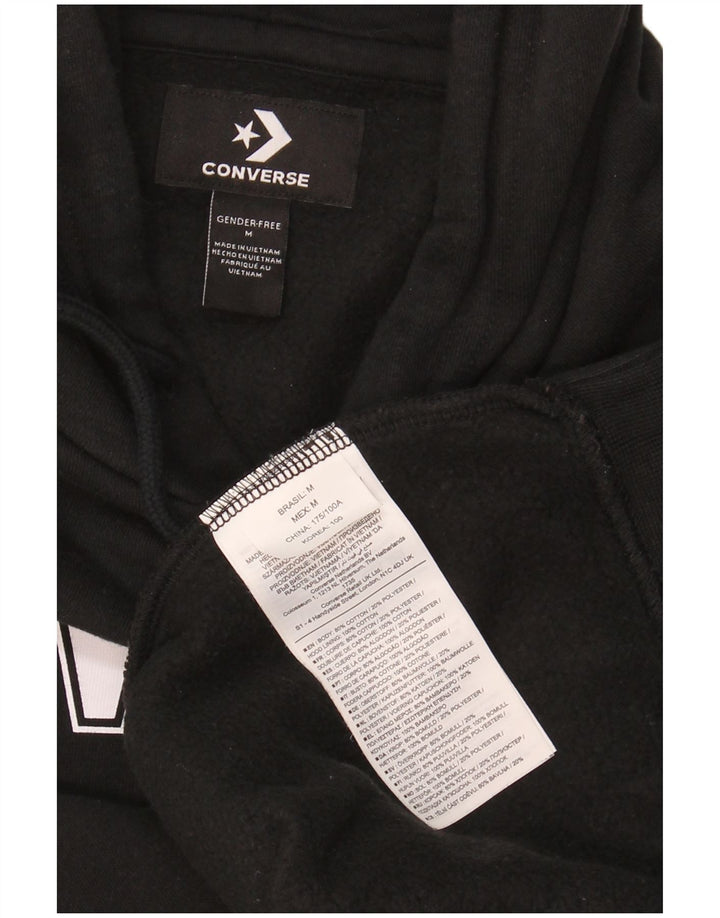 Suéter com capuz gráfico masculino CONVERSE algodão preto médio