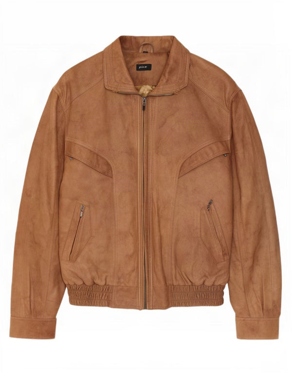 Jaqueta de couro masculina Gina IT 54 2XL Viscose marrom