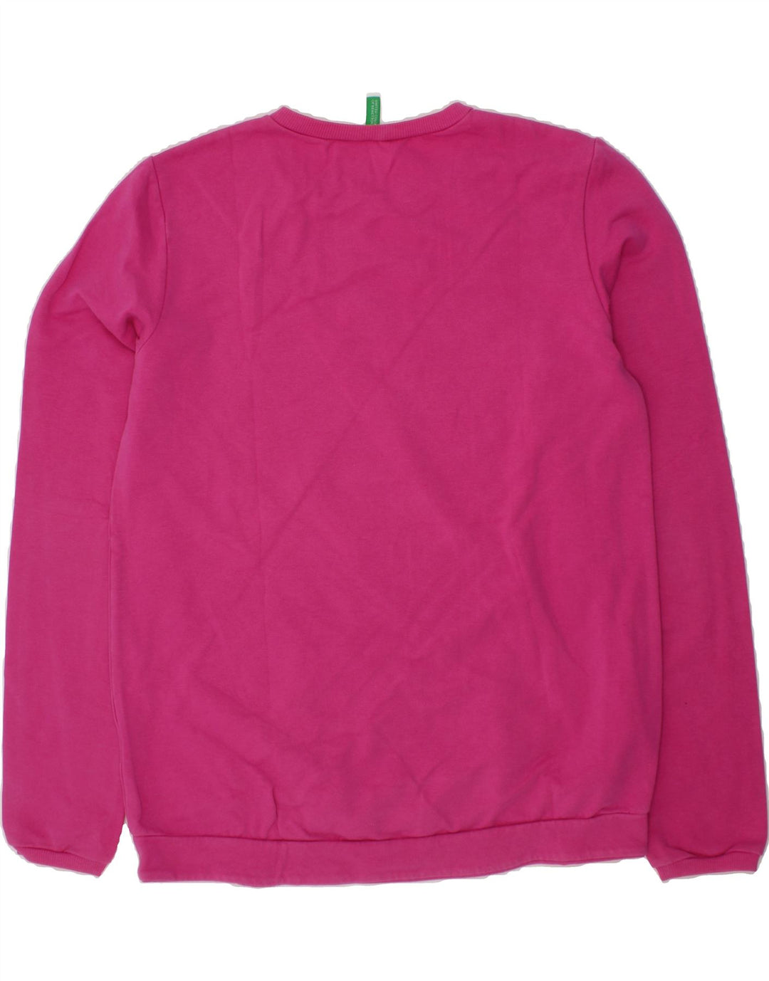 BENETTON Girls Graphic Sweatshirt Jumper 11-12 Years Pink Cotton Vintage Benetton and Second-Hand Benetton from Messina Hembry 