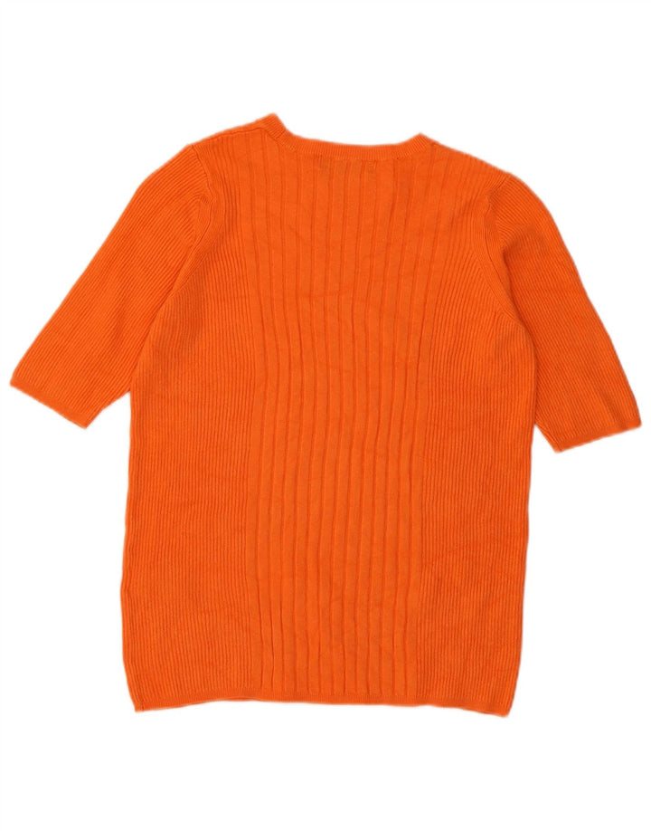 Suéter feminino Marks & Spencer com gola redonda Reino Unido 12 médio laranja