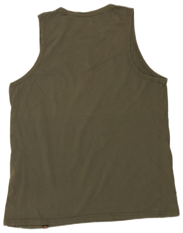 ALPHA INDUSTRIES Mens Slim Colete Top 2XL Algodão Cáqui