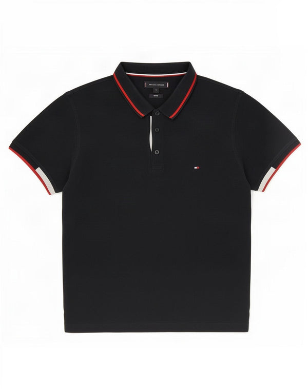 Camisa polo masculina Tommy Hilfiger Slim Fit grande algodão azul marinho