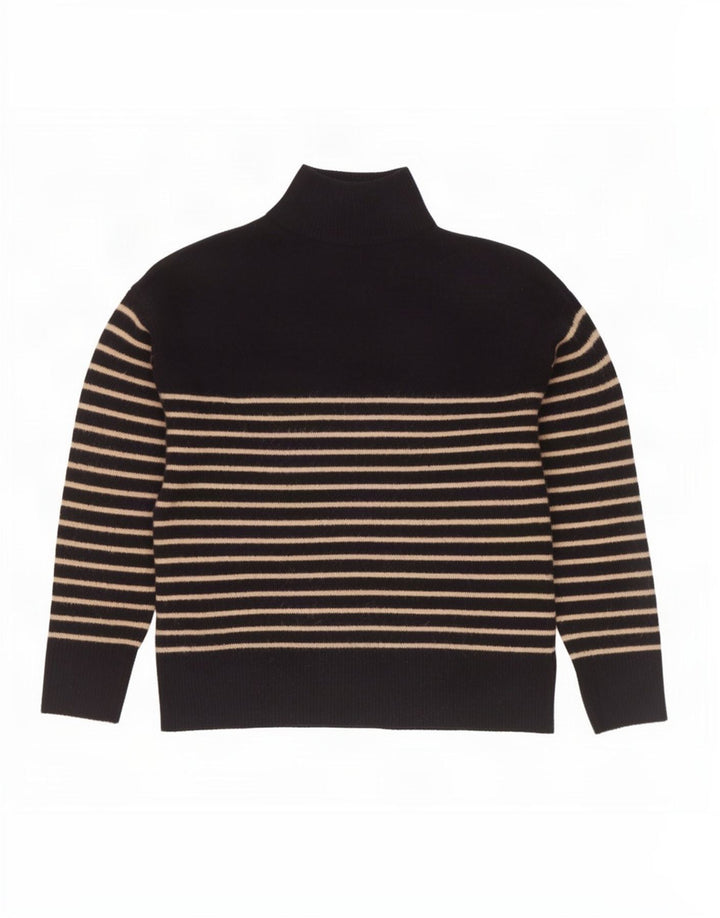 Suéter feminino Zara com gola redonda e botão, Reino Unido 14, médio, azul marinho, listrado
