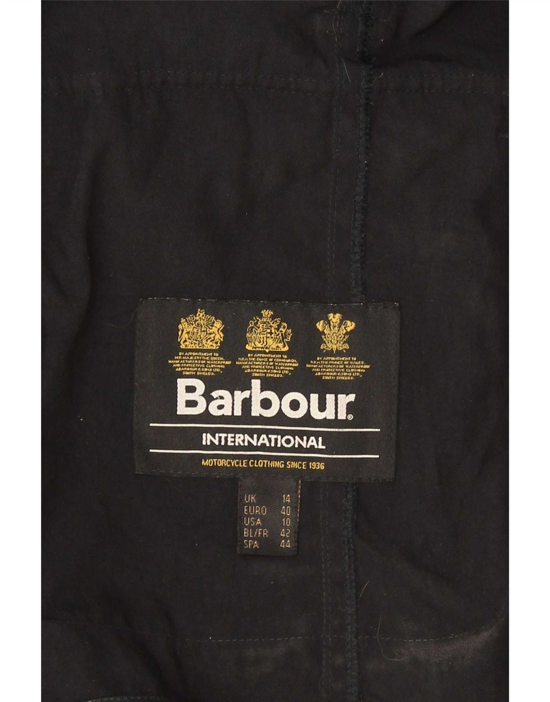 Jaqueta militar feminina de couro sintético Barbour Reino Unido 14 grande poliéster preto
