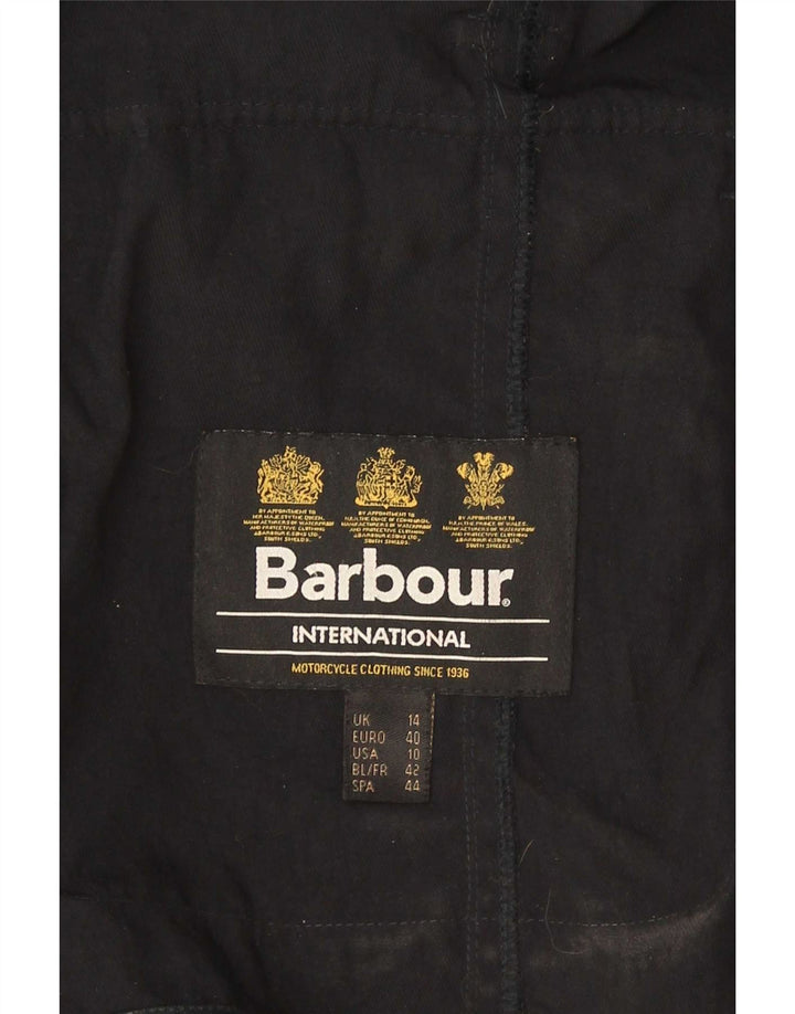 Jaqueta militar feminina de couro sintético Barbour Reino Unido 14 grande poliéster preto