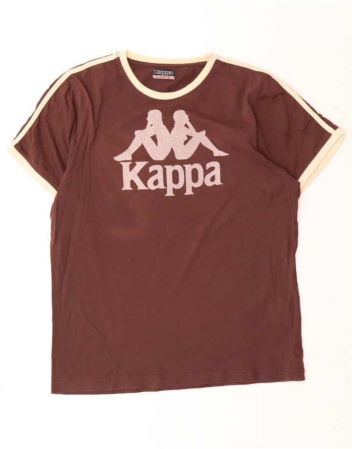 Camiseta gráfica masculina Kappa Top grande de algodão marrom