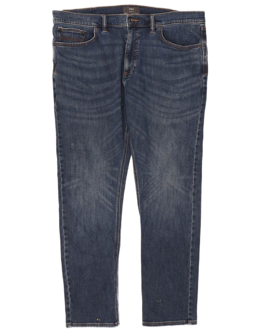 Marks & Spencer Masculino Slim Jeans W40 L31 Azul Algodão