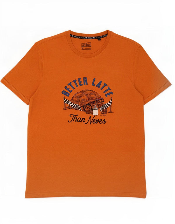 Camiseta gráfica masculina Fat Face Top de algodão laranja médio