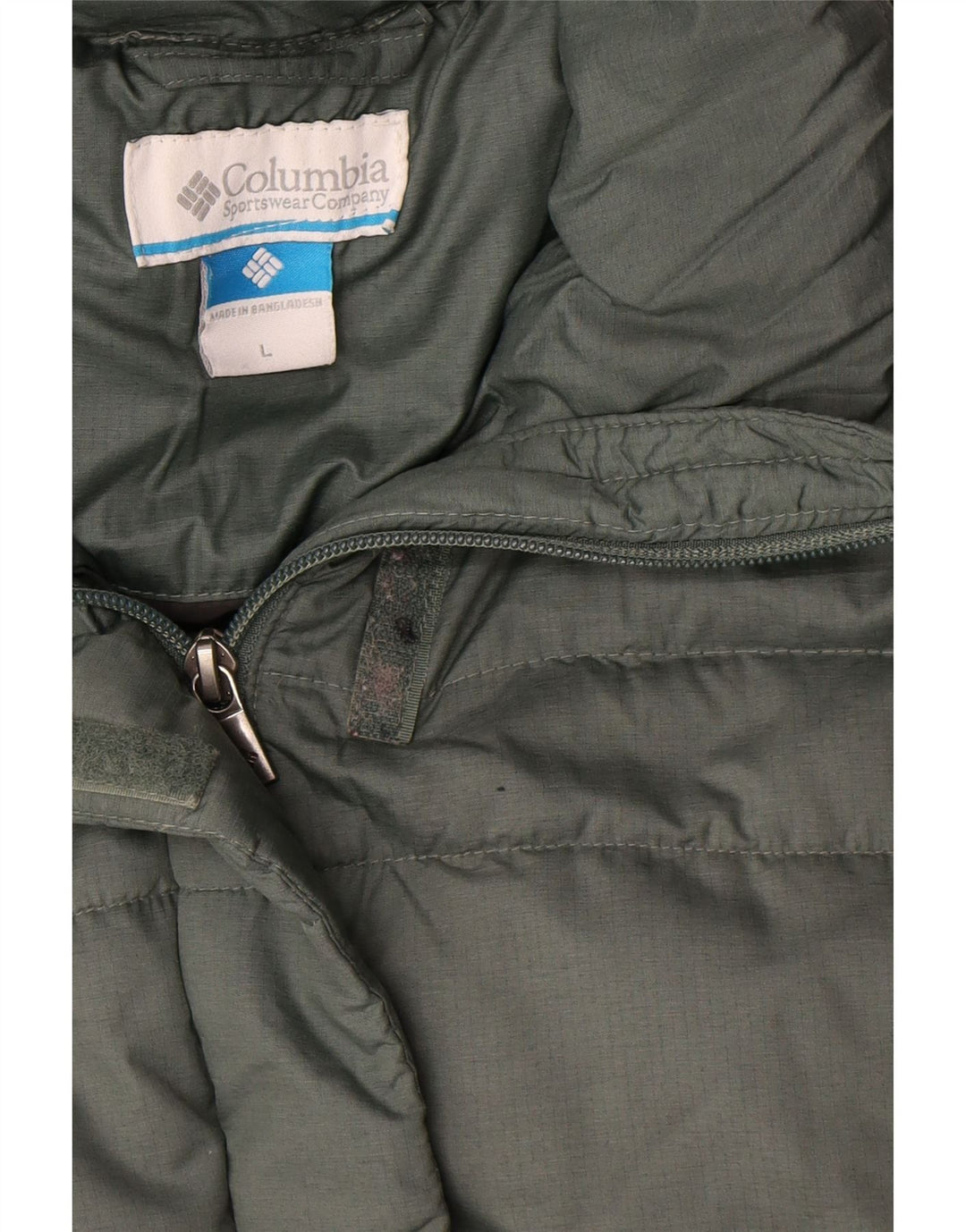 Casaco acolchoado com capuz feminino Columbia UK 16 grande poliéster verde