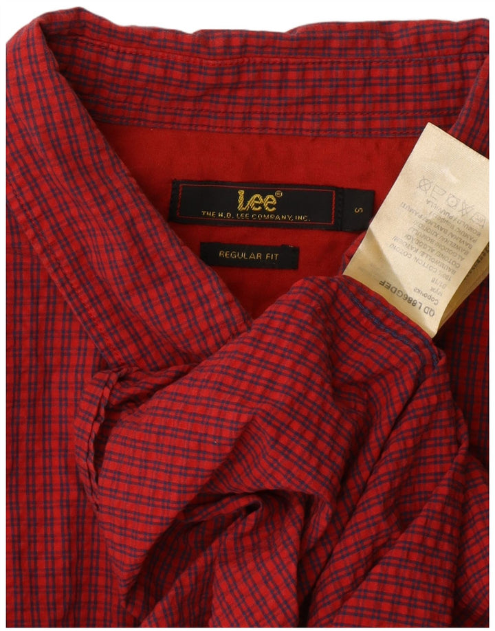 LEE Mens Regular Fit Short Sleeve Shirt Small Red Check Cotton