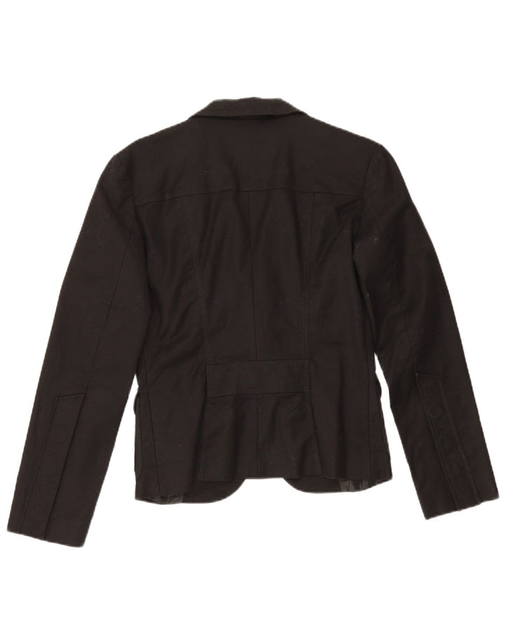 Jaqueta blazer feminina Zara com 1 botão Reino Unido 10 pequeno algodão preto