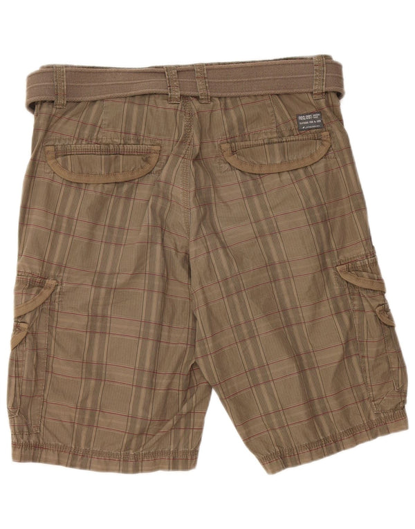 C&A Mens Cargo Shorts EU 48 Médio W34 Cáqui Xadrez Algodão