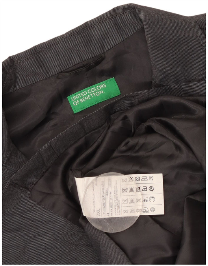 Jaqueta Blazer Benetton Boys 3 Botões 11-12 Anos 2XL Algodão Cinza