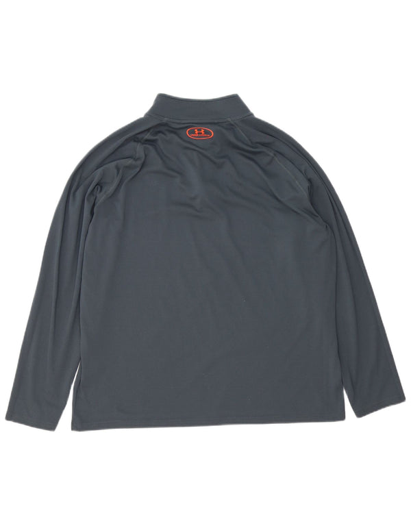 Under Armour Mens Heat Gear Zip Neck Pulôver Treino Top Grande Cinza