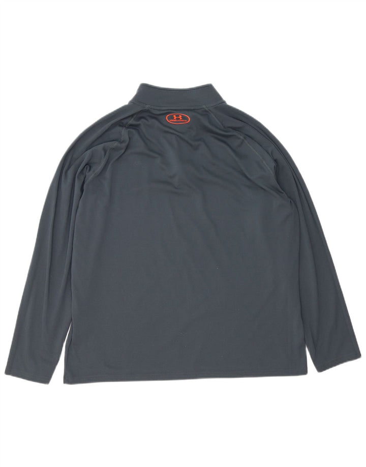 Under Armour Mens Heat Gear Zip Neck Pulôver Treino Top Grande Cinza