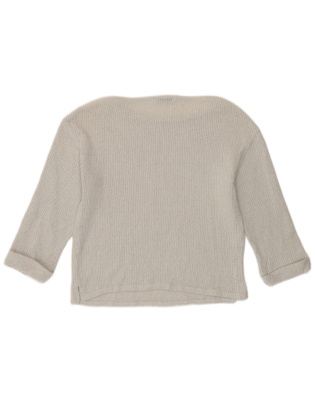 Top feminino Zara manga 3/4 Reino Unido 12 algodão branco médio