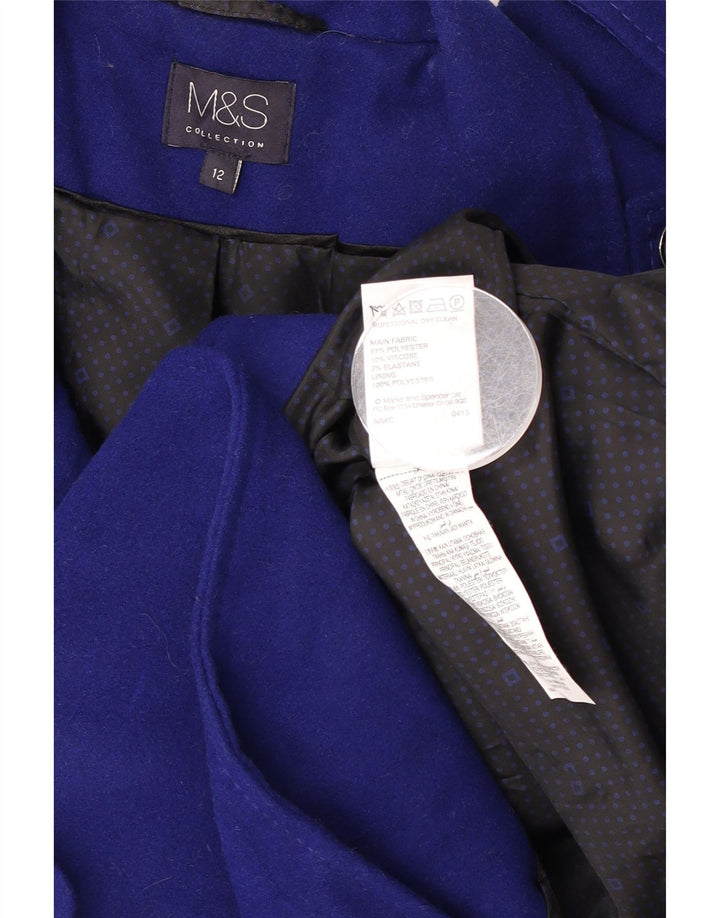 Casaco feminino militar duplo breasted Marks & Spencer Reino Unido 12 azul médio