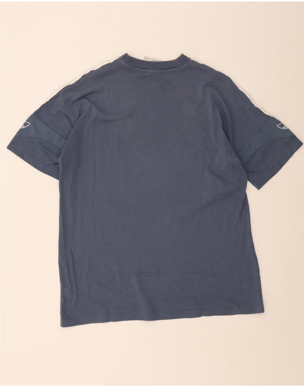 Adidas Mens Camiseta Top Grande Algodão Azul