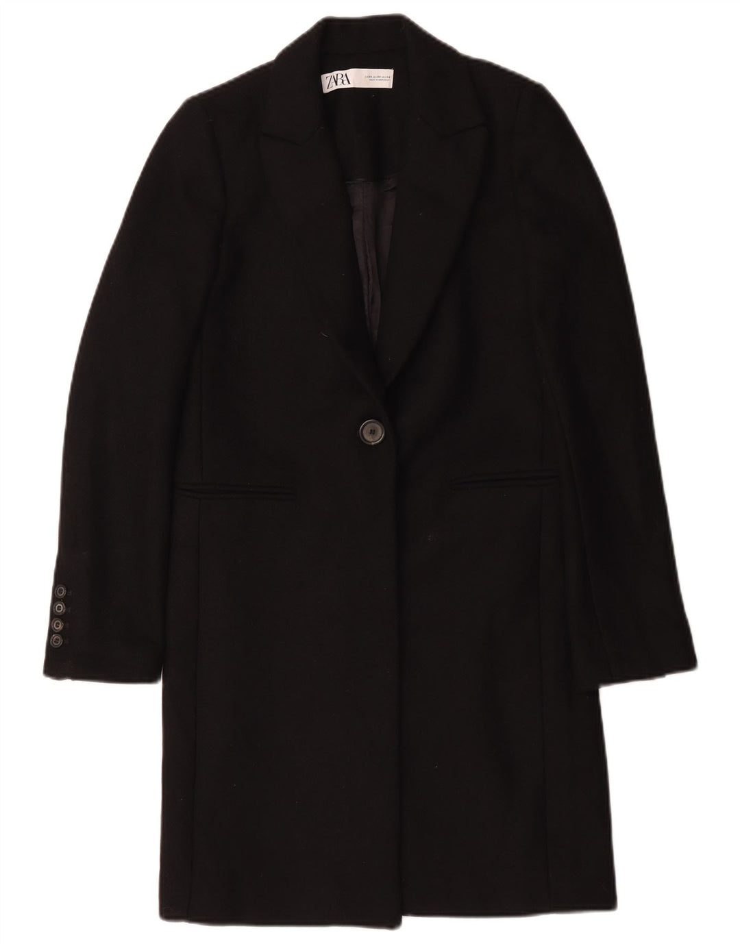 Sobretudo feminino Zara UK 6 XS preto poliéster