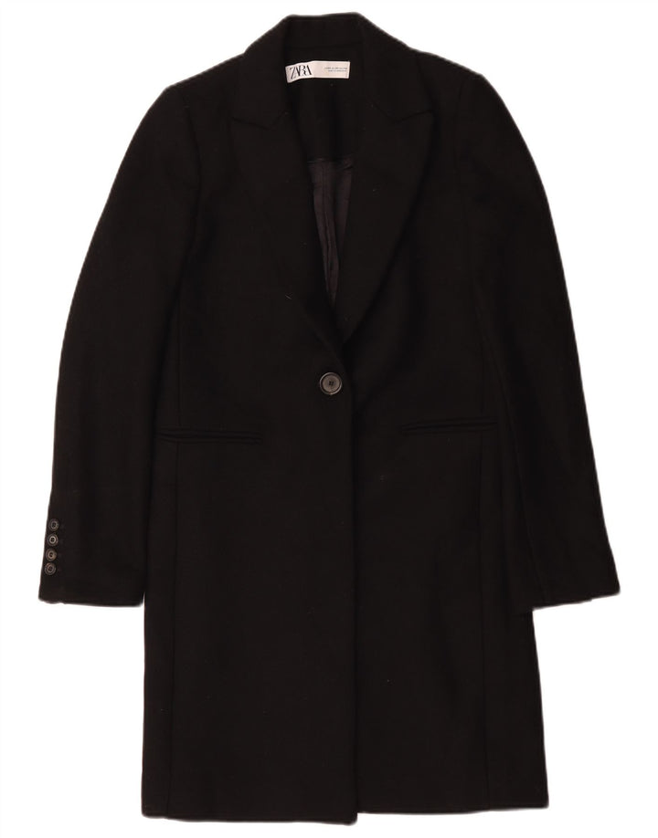 Sobretudo feminino Zara UK 6 XS preto poliéster