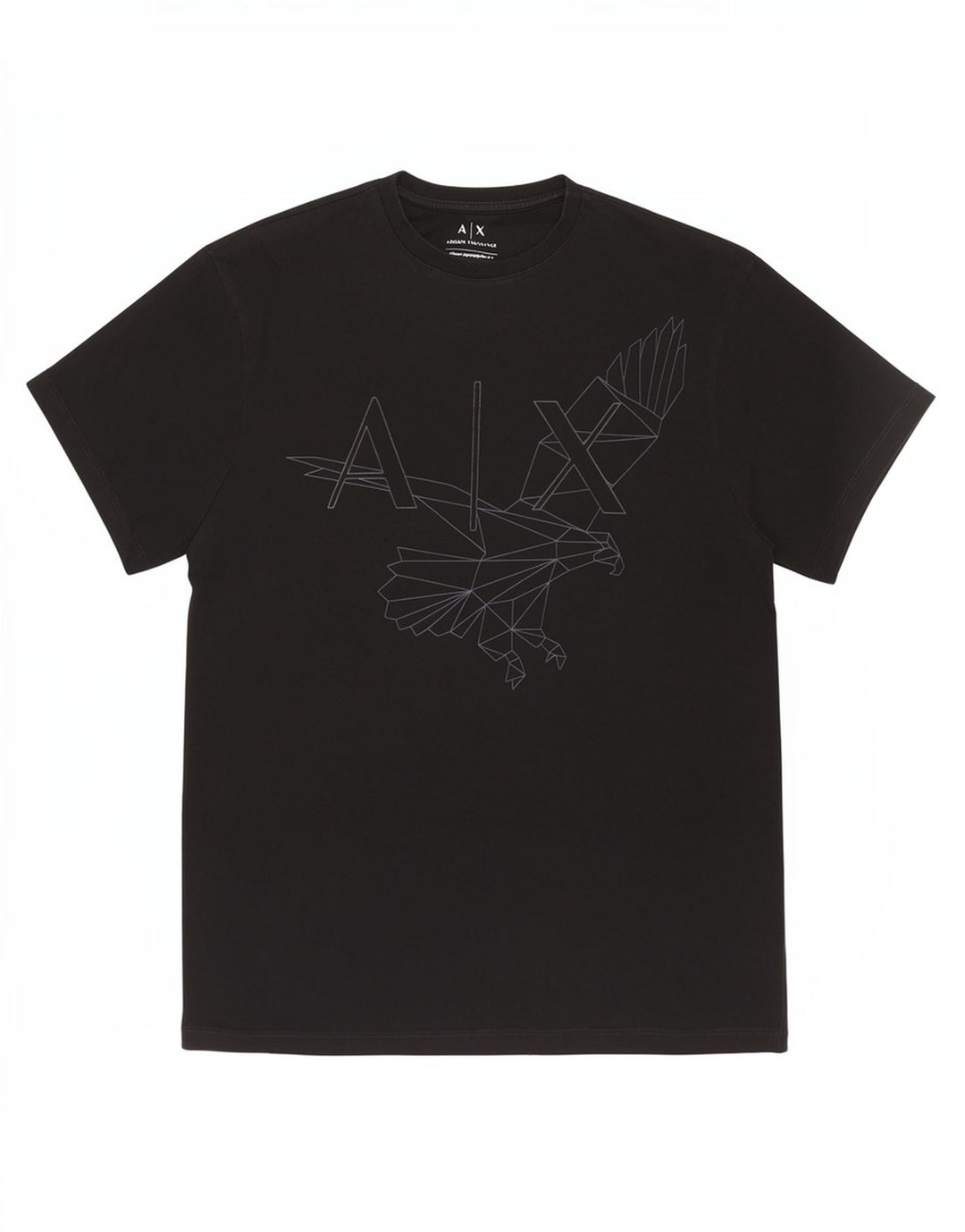 Armani Exchange Camiseta masculina regular gráfica top pequeno preto geométrico