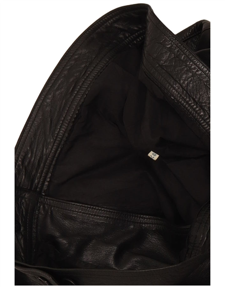 Berrino Mens Crop Leather Biker Jacket IT 48 Médio Preto