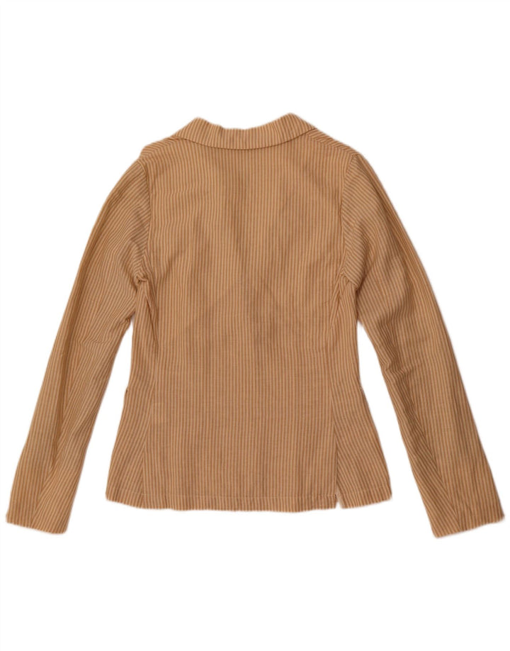 Jaqueta blazer feminina de 2 botões Maison Scotch tamanho 1 risca de giz pequena bege