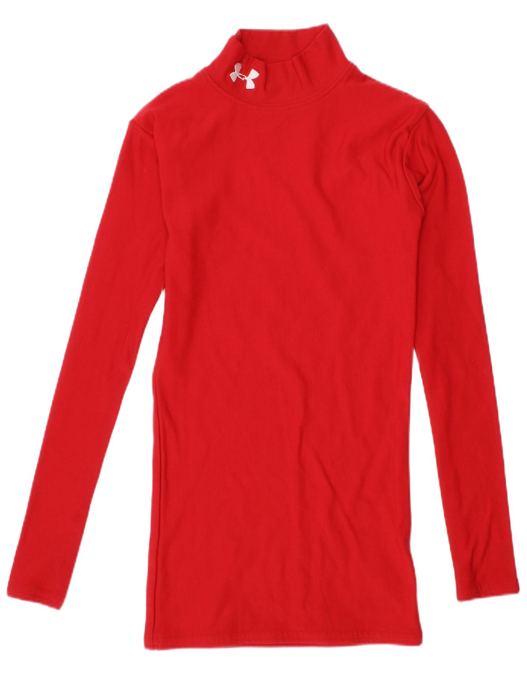 UNDER ARMOUR Girls Cold Gear Top Manga Longa 7-8 Anos Pequeno Nylon Vermelho