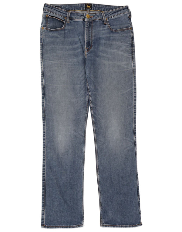 Lee Womens Marion Straight Jeans W31 L31 Azul Algodão