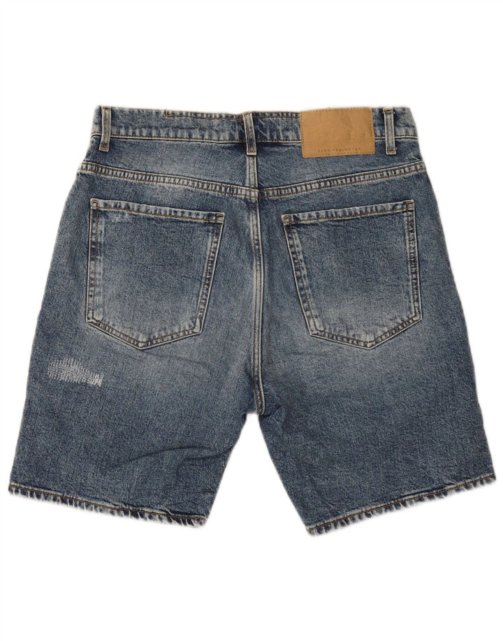 Zara Shorts jeans masculino desgastado UE 40 médio W31 azul
