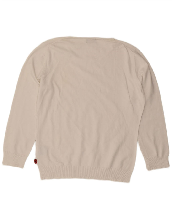 Suéter feminino KAPPA com gola canoa UK 20 2XL algodão branco