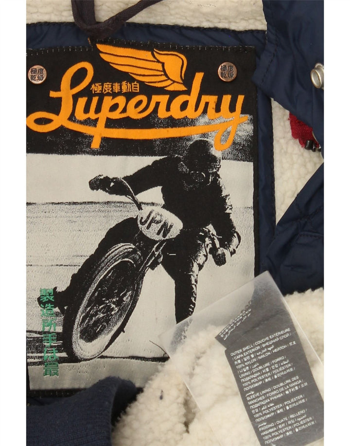 Jaqueta acolchoada feminina Superdry UK 14 médio azul marinho nylon