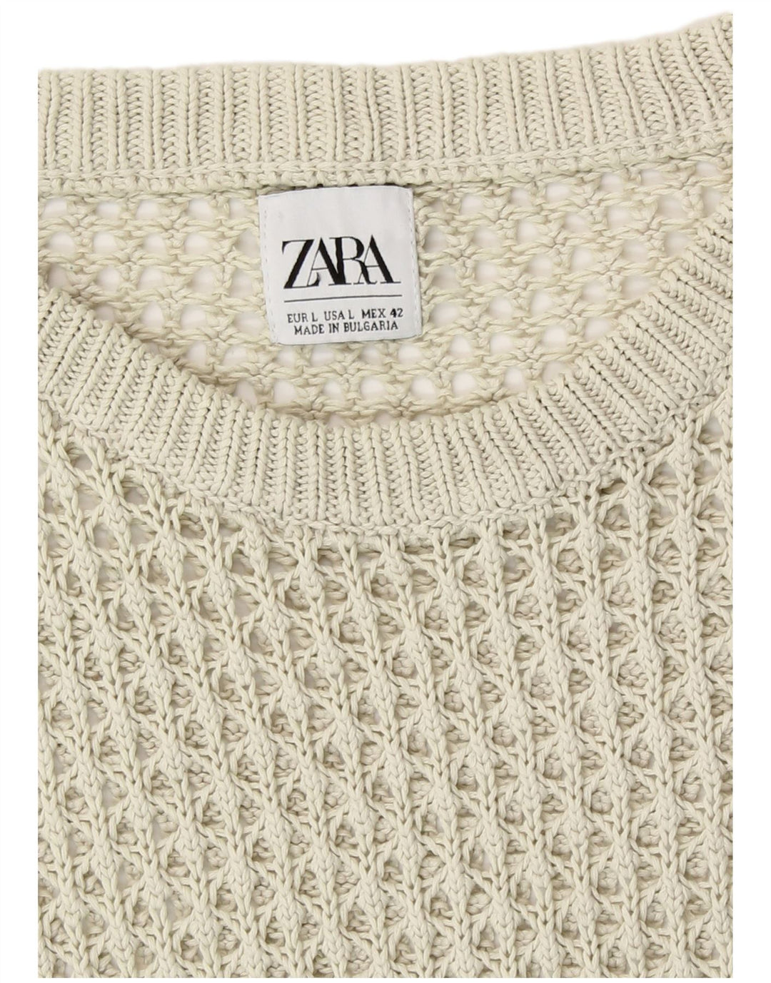 Zara Suéter masculino transparente com gola redonda grande bege