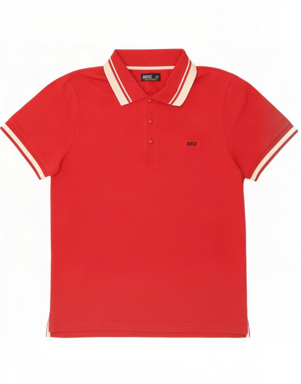 Camisa polo masculina Rifle pequena de algodão vermelho