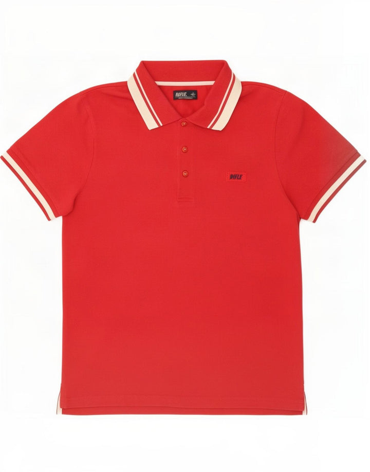 Camisa polo masculina Rifle pequena de algodão vermelho