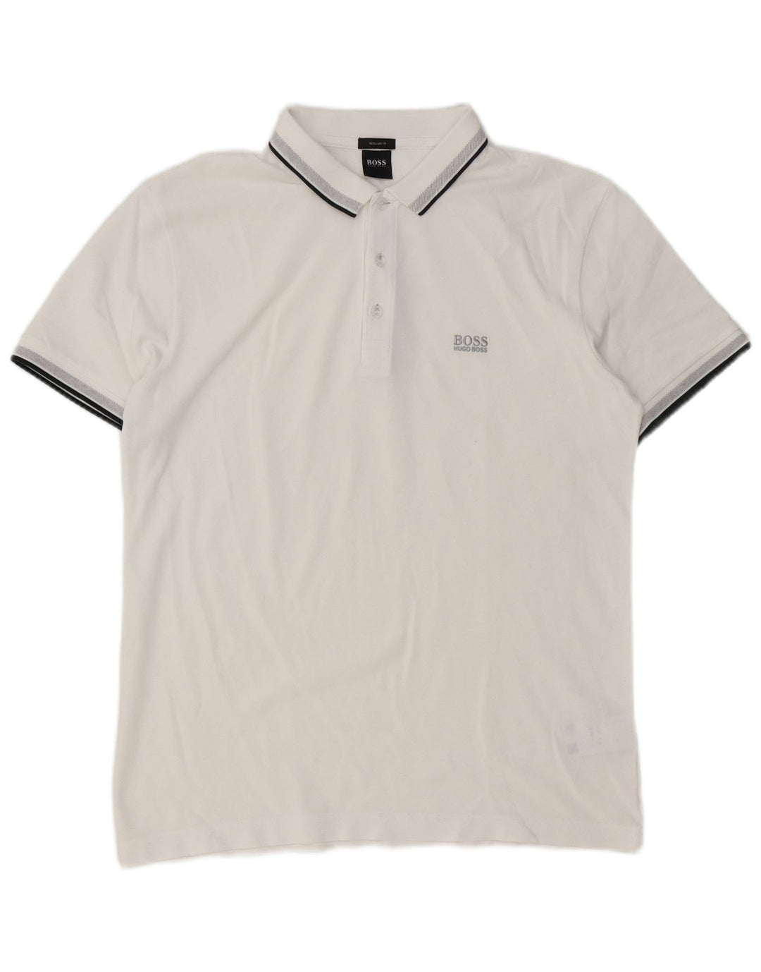 Camisa polo masculina Hugo Boss Regular Fit grande algodão branco