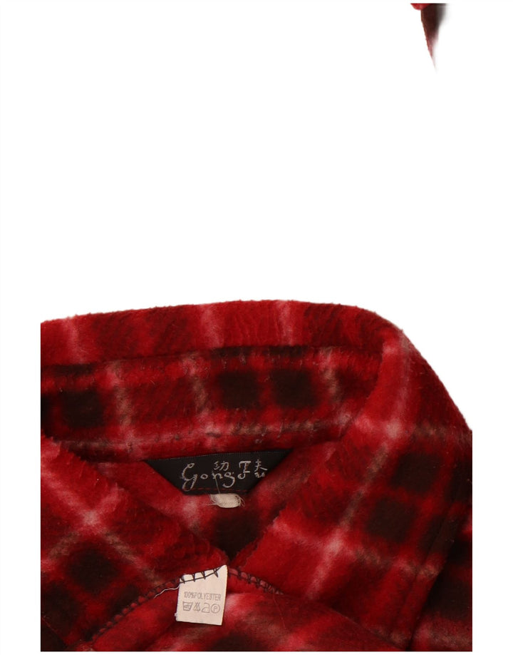 Camisa masculina de lã VINTAGE grande poliéster xadrez vermelho