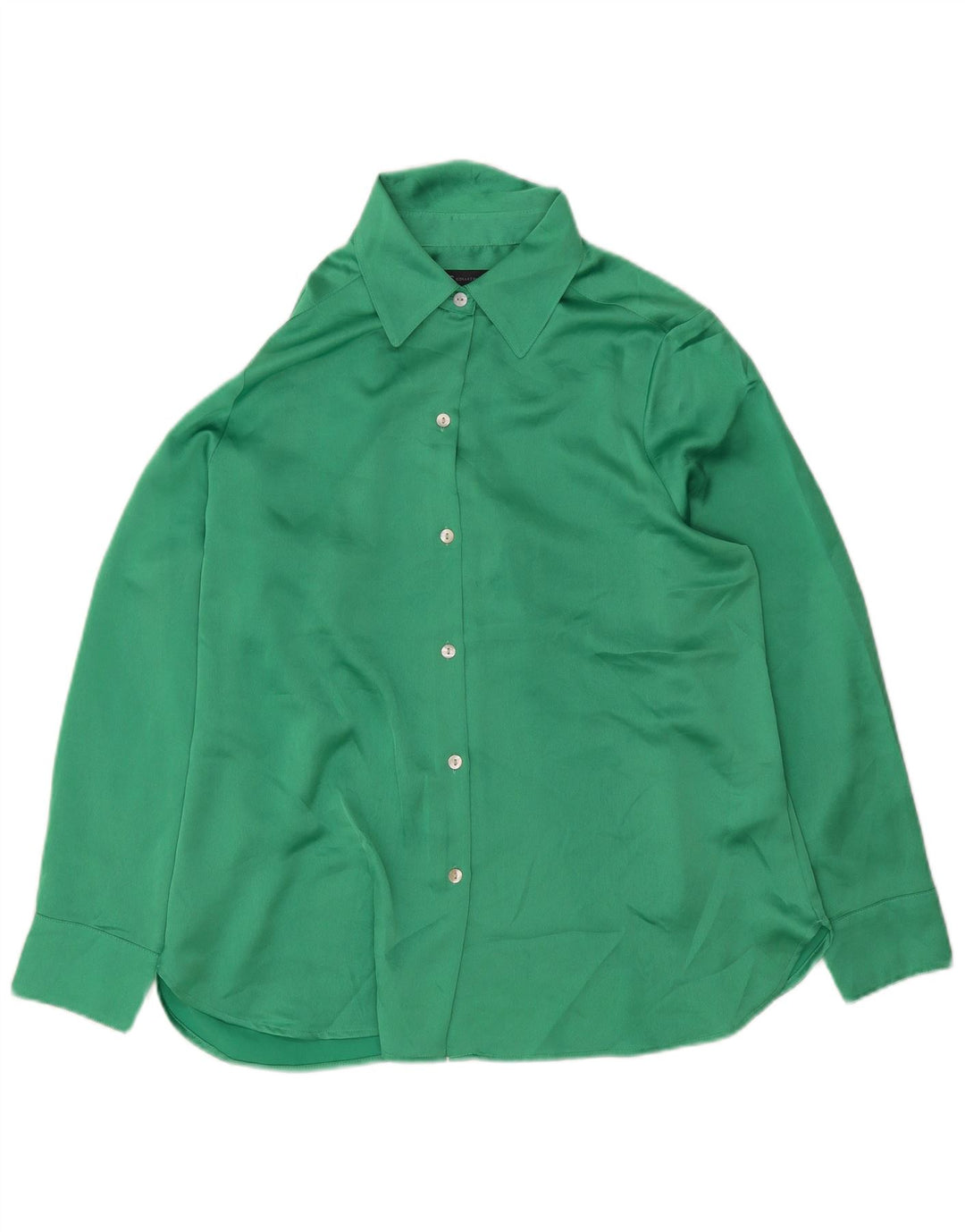 Camisa feminina Marks & Spencer Reino Unido 14 grande poliéster verde