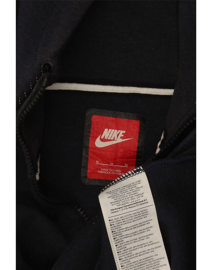 Suéter Nike masculino com capuz e zíper médio azul marinho algodão