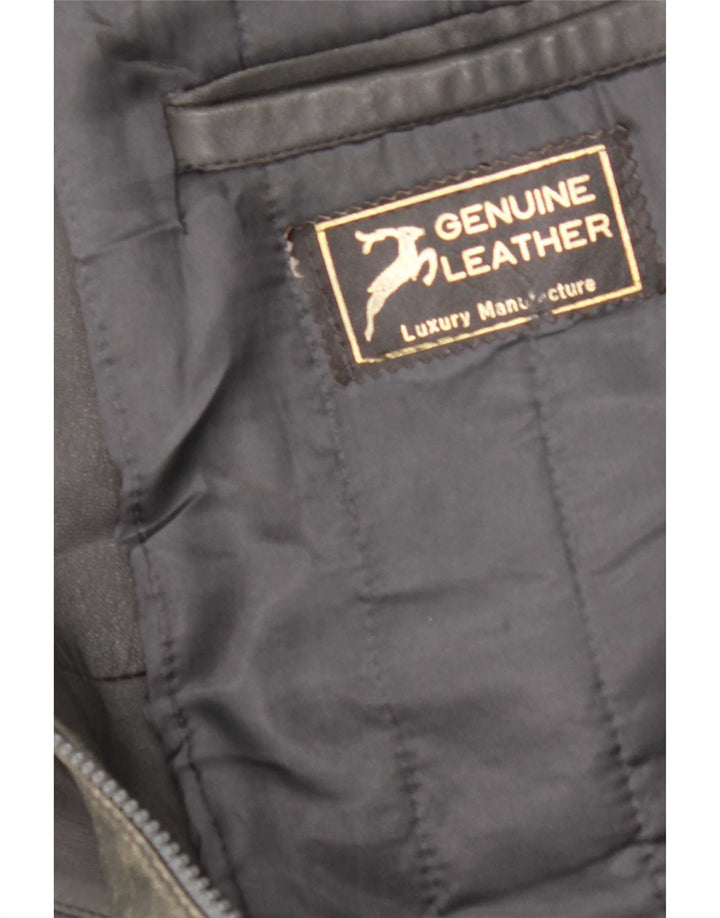 Jaqueta de couro masculina vintage UK 40 grande cinza