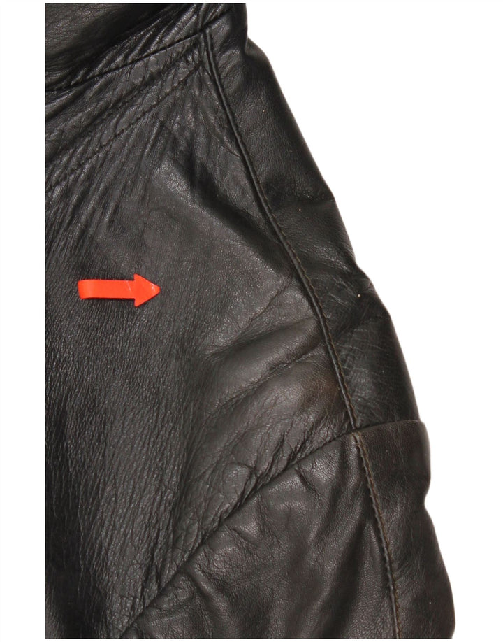 Jaqueta de couro feminina vintage Reino Unido 16 grande couro preto
