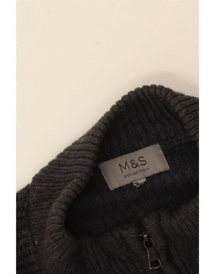 Suéter masculino Marks & Spencer com zíper e gola XL Cinza